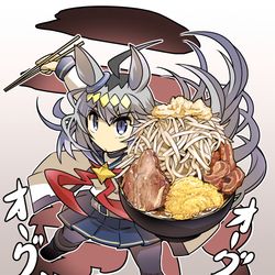 This is a pixiv picture whose title is 二郎系ラーメンとオグリ.