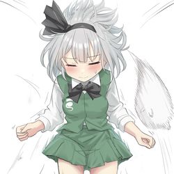 This is a pixiv picture whose title is 強風に耐える妖夢ちゃん.