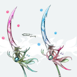 This is a pixiv picture whose title is セレビィ・色違いセレビィモチーフの武器（ポケモン）.