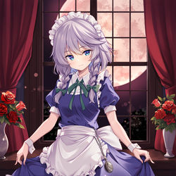 This is a pixiv picture whose title is 紅魔館のメイド長.