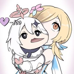 This is a pixiv picture whose title is 【原神】突然はじまるパイモン吸い.