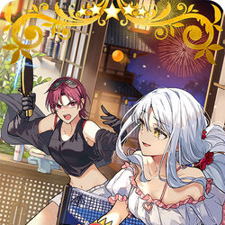 This is a pixiv picture whose title is FGO概念礼装「温泉球争」.