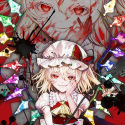 This is a pixiv picture whose title is 緋色月下、狂咲ノ絶 15th Anniversary Remix.