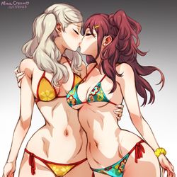 This is a pixiv picture whose title is Ann & Rise - bikini vers..