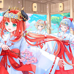 This is a pixiv picture whose title is 巫女の舞⛩.