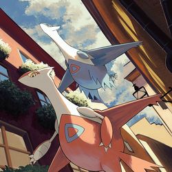 This is a pixiv picture whose title is 市街飛行.