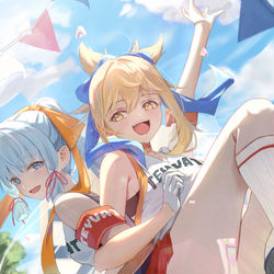 This is a pixiv picture whose title is Cheer！！.