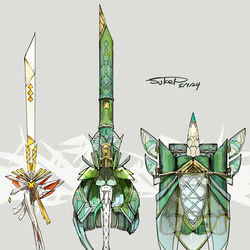 This is a pixiv picture whose title is カミツルギ・テッカグヤモチーフの武器（ポケモン）.