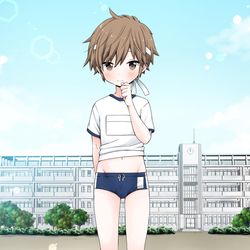 This is a pixiv picture whose title is なんで下水着…？.