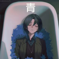 This is a pixiv picture whose title is 青.