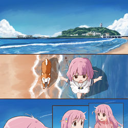 This is a pixiv picture whose title is 海と後藤ひとりちゃん.