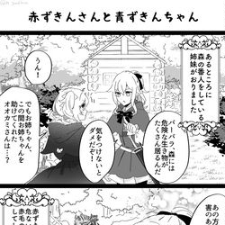 This is a pixiv picture whose title is 赤ずきんさんと青ずきんちゃん.