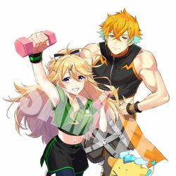 This is a pixiv picture whose title is 「お願いマッスル」歌ってみた.