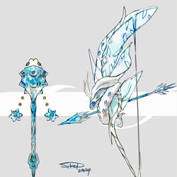 This is a pixiv picture whose title is ユキハミ・モスノウモチーフの武器（ポケモン）.