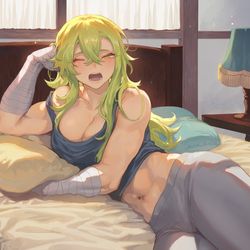 This is a pixiv picture whose title is 寝起きのリーシャさん.