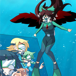 This is a pixiv picture whose title is 「skeb」ダイバー空&モブ河童.