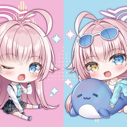 This is a pixiv picture whose title is ホシノ＆水着ホシノ🐳.
