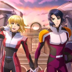 This is a pixiv picture whose title is カガリとアスラン.