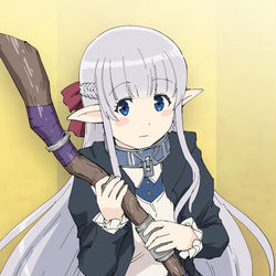 This is a pixiv picture whose title is 魔法の速射が得意だったときの奴隷エルフちゃん.