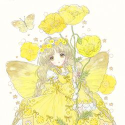 This is a pixiv picture whose title is 黄色い花の妖精.