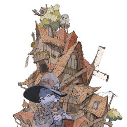 This is a pixiv picture whose title is 家を背負う.