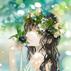 This is a pixiv picture whose title is クリスマスローズの花かんむり.