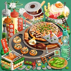 This is a pixiv picture whose title is 粉もん横丁.