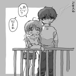 This is a pixiv picture whose title is 辻田兄妹.