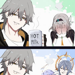 This is a pixiv picture whose title is milk and Egg.