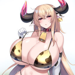 This is a pixiv picture whose title is ゴールデンうしビキニでかつの首輪ちゃん.