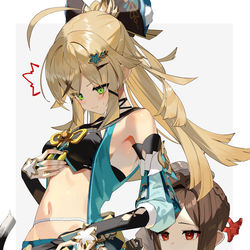 This is a pixiv picture whose title is 千織「もしかして…太った？」.