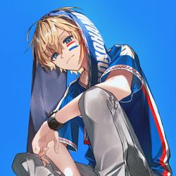 This is a pixiv picture whose title is 海と冷静の青.