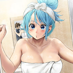 This is a pixiv picture whose title is 『100日後にいよいよ羞恥心が完全に無くなるアクア』.