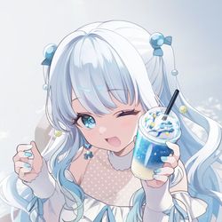 This is a pixiv picture whose title is 【Skeb/commissions】🤍🫧🍹💙.