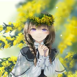 This is a pixiv picture whose title is ミモザの花かんむり.
