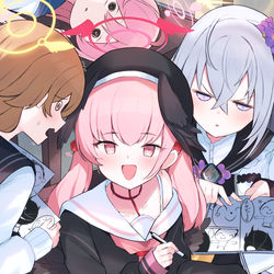 This is a pixiv picture whose title is 先生と黒服受けはどっちかしら？♡.