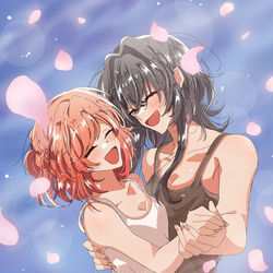 This is a pixiv picture whose title is おめでとうヨリヒマ!!😭💙🧡🎉.