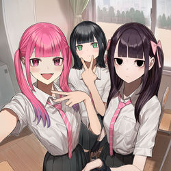 This is a pixiv picture whose title is 女子高生たちが力を合わせて趣味を仕事にしていくお話.