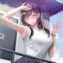 This is a pixiv picture whose title is 気になる男子がワキフェチだという情報を耳にしたので、練習前には～.