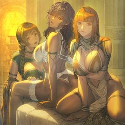 This is a pixiv picture whose title is 三人美女.