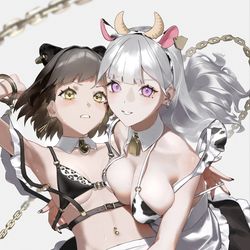 This is a pixiv picture whose title is メイドちゃん🐆🐮.