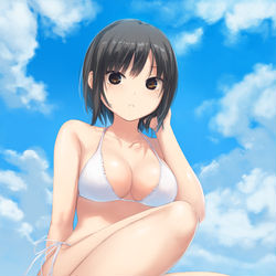 This is a pixiv picture whose title is 海と白ビキニ.