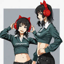 This is a pixiv picture whose title is crop top.