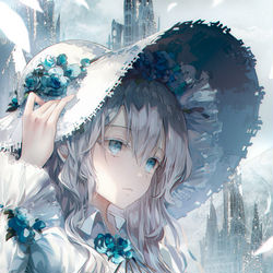This is a pixiv picture whose title is blue.
