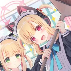 This is a pixiv picture whose title is メイド モモイ＆ミドリ.