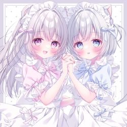 This is a pixiv picture whose title is 🐻🤍🐱.