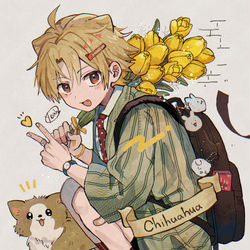 This is a pixiv picture whose title is チューリップと少年.
