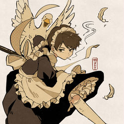 This is a pixiv picture whose title is 【創作】あひるとメイドくん　まとめ.