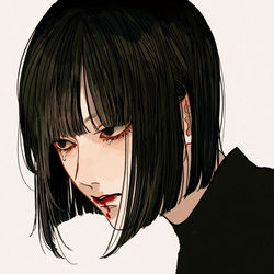 This is a pixiv picture whose title is 黒白おかっぱ.