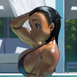This is a pixiv picture whose title is Standing in the Pool.